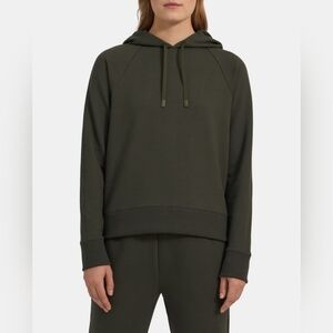 THEORY Deep Green Basic Hoodie in Cloud Fleece Women | Sz S NWOT